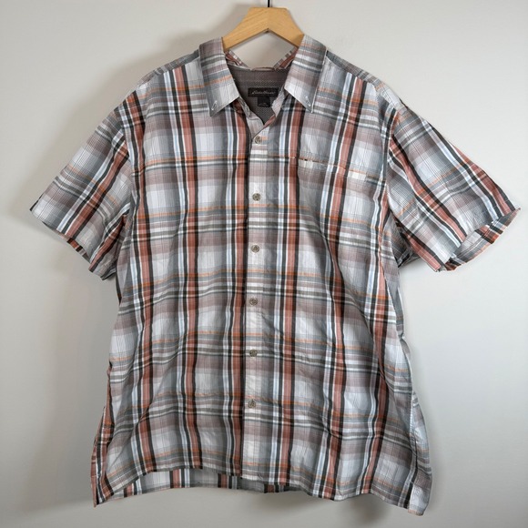 Eddie Bauer Men's XL Plaid Performance Shirt Top Short Sleeve Button Up Outdoor - Picture 1 of 5